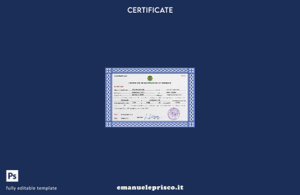 modello PSD di certificato di matrimonio del Turkmenistan in stile verificato